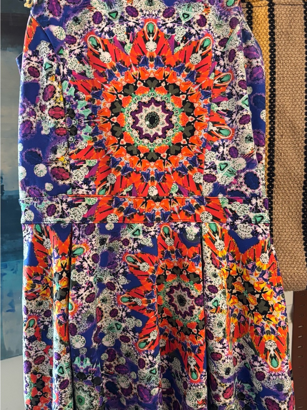 Vibrant Purple Floral Kaleidoscope A-Line Skirt